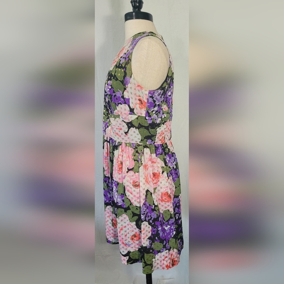 Vintage 70s California Sleeveless Spring Floral and Gold Lurex Maxi Dress S - Picture 3 of 10